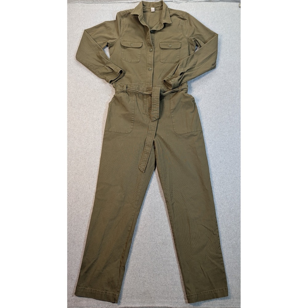 Old Navy Womens Olive Green Long Sleeve Utility Jumpsuit Boiler Suit Tall Medium